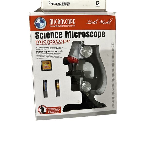 Little World Science Microscope with 100X 400X and 1200X 12 Prepared Slides - Picture 3 of 4